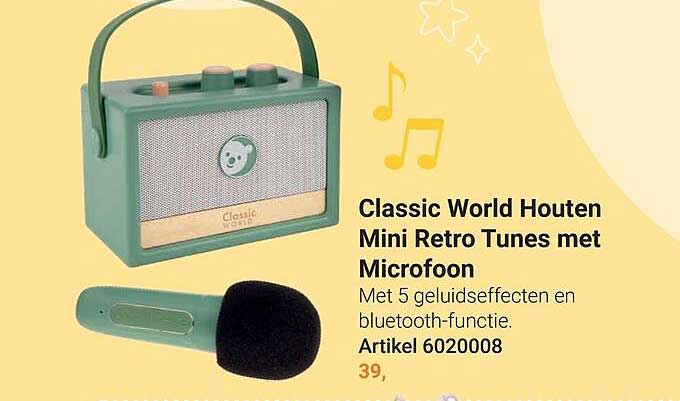 Classic World Houten Mini Retro Tunes met Microfoon