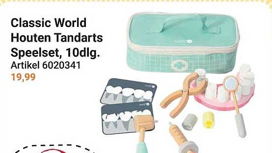 Classic World Houten Tandarts Speelset, 10dlg. Artikel 6020341