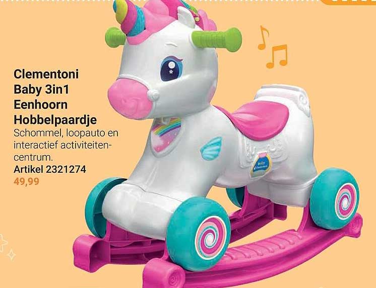 Clementoni Baby 3in1 Eenhoorn Hobbelpaardje