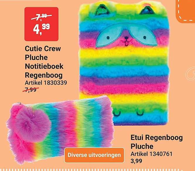 Cutie Crew Pluche Notitieboek Regenboog