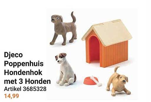 Djeco Poppenhuis Hondenhok met 3 Honden Artikel 3685328