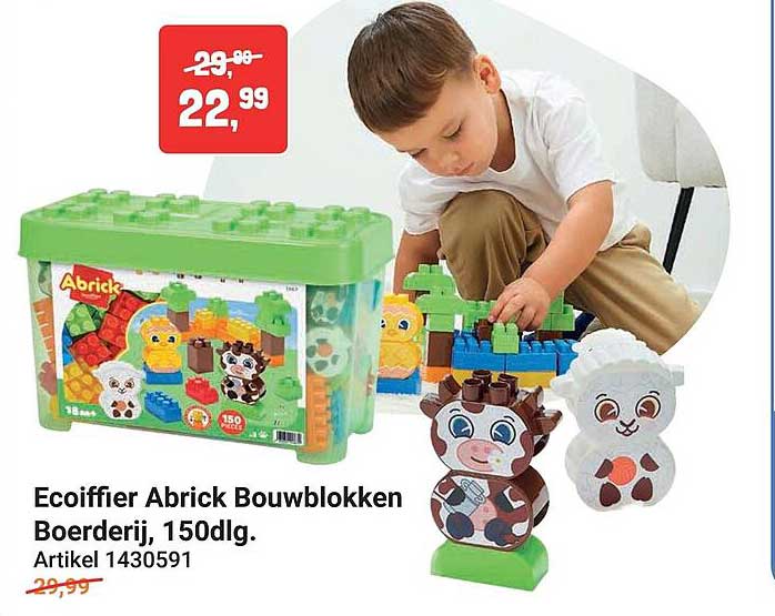 Ecoiffer Abrick Bouwblokken Boerderij, 150dlg.