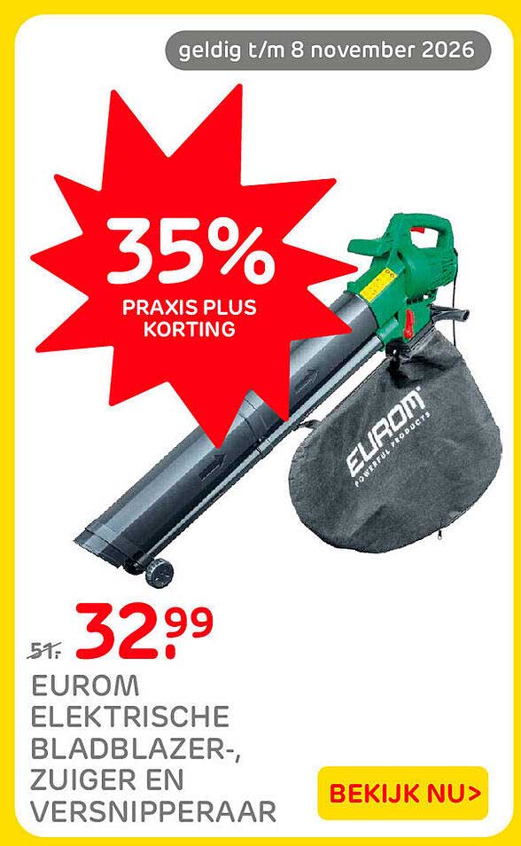 EUROM ELEKTRISCHE BLADBLAZER, ZUIGER EN VERSNIPPERAAR 35% PRAXIS PLUS KORTING