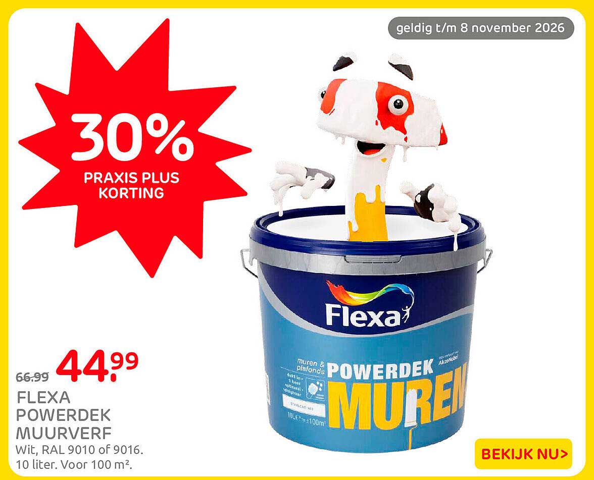 Flexa Powerdek muurverf 30% Praxis Plus korting