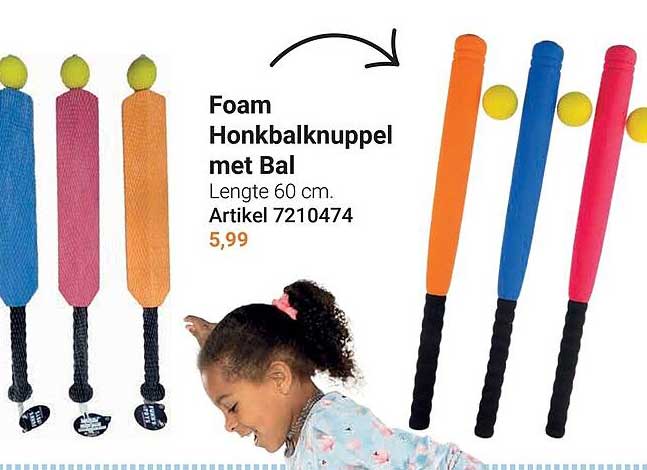Foam Honkbalknuppel met Bal