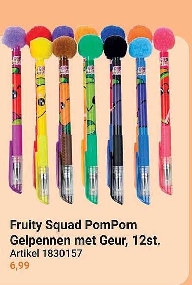 Fruity Squad PomPom Gelpennen met Geur, 12st. Artikel 1830157