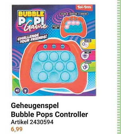 Geheugenspel Bubble Pops Controller