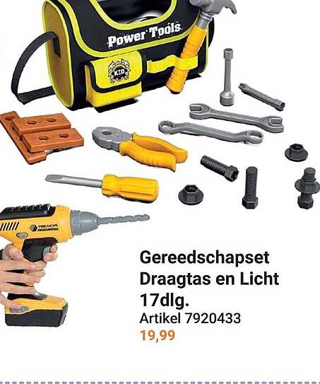 Gereedschapset Draagtas en Licht 17dlg. Artikel 7920433