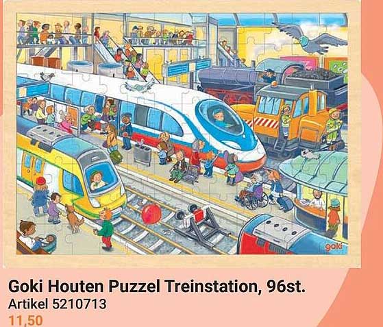 Goki Houten Puzzel Treinstation, 96st.