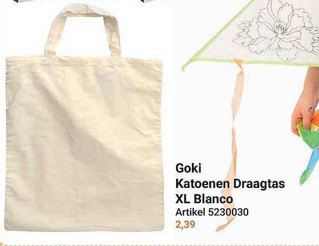 Goki Katoenen Draagtas XL Blanco
