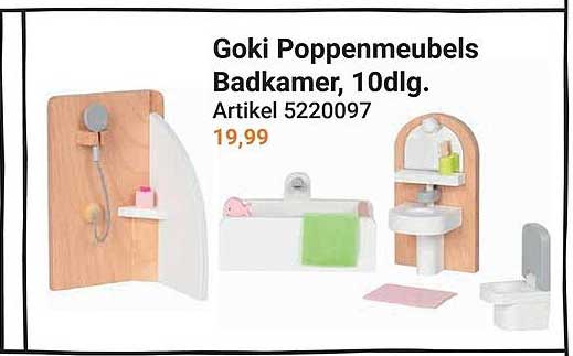 Goki Poppenmeubels Badkamer, 10dlg.