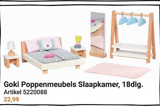Goki Poppenmeubels Slaapkamer, 18dlg.