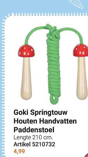 Goki Springtouw Houten Handvatten Paddenstoel