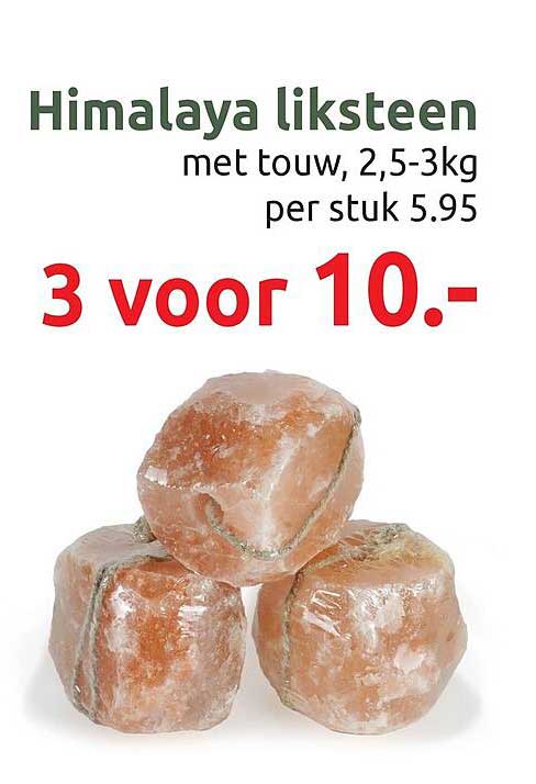 Himalaya liksteen met touw, 2,5-3kg 3 voor 10.-