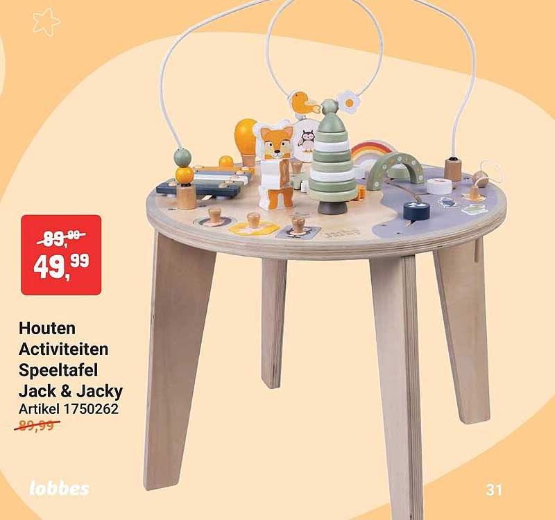 Houten Activiteiten Speeltafel Jack & Jacky