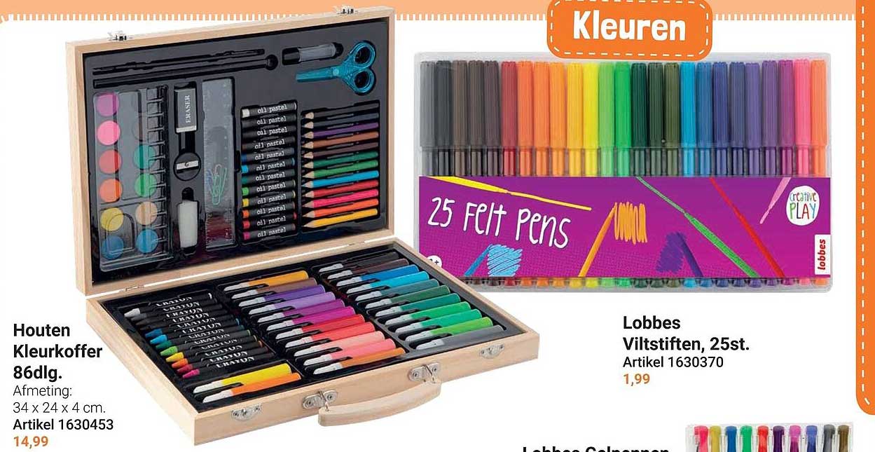 Houten Kleurkoffer 86dlg.