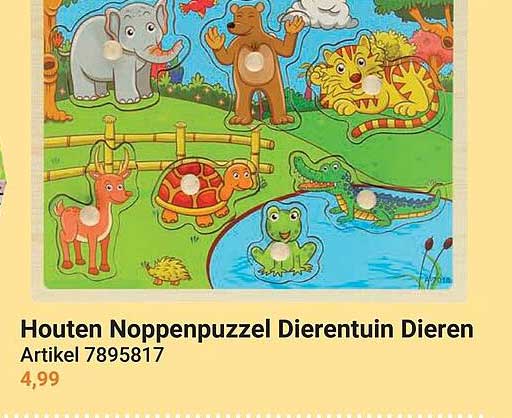 Houten Noppenpuzzel Dierentuin Dieren