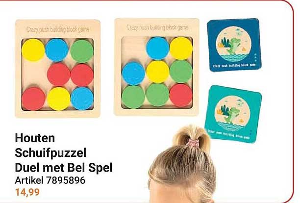 Houten Schuifpuzzel Duel met Bel Spel