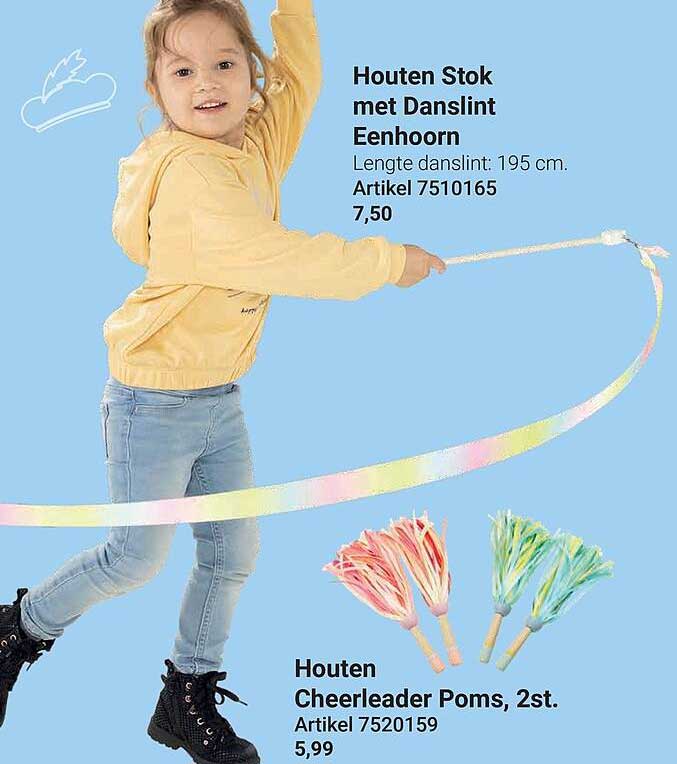 Houten Stok met Danslint Eenhoorn