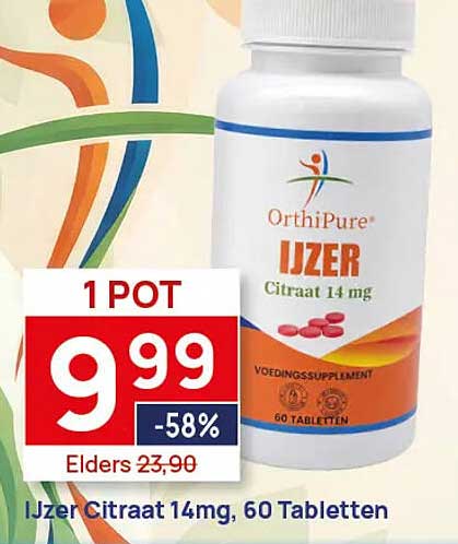 IJzer Citraat 14 mg, 60 Tabletten