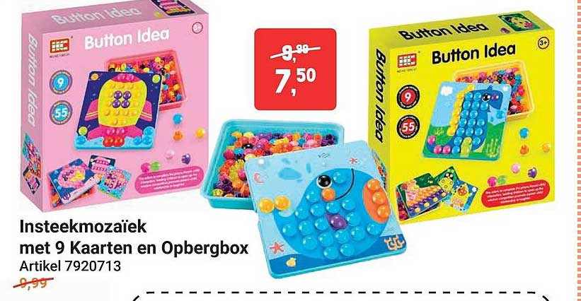 Insteekmozaïek met 9 Kaarten en Opbergbox