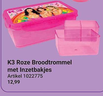 K3 Roze Broodtrommel met Inzetbakjes