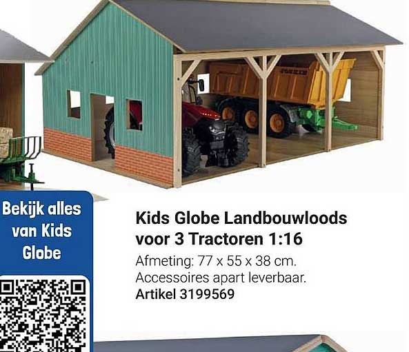 Kids Globe Landbouwloods voor 3 Tractoreen 1:16