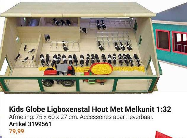 Kids Globe Ligboxenstal Hout Met Melkunit 1:32