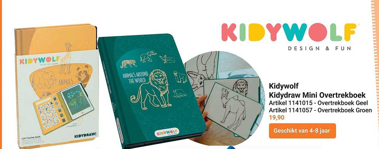 Kidywolf Kidydraw Mini Overtrekboek Artikel 1141015 - Overtrekboek Geel Artikel 1141057 - Overtrekboek Groen