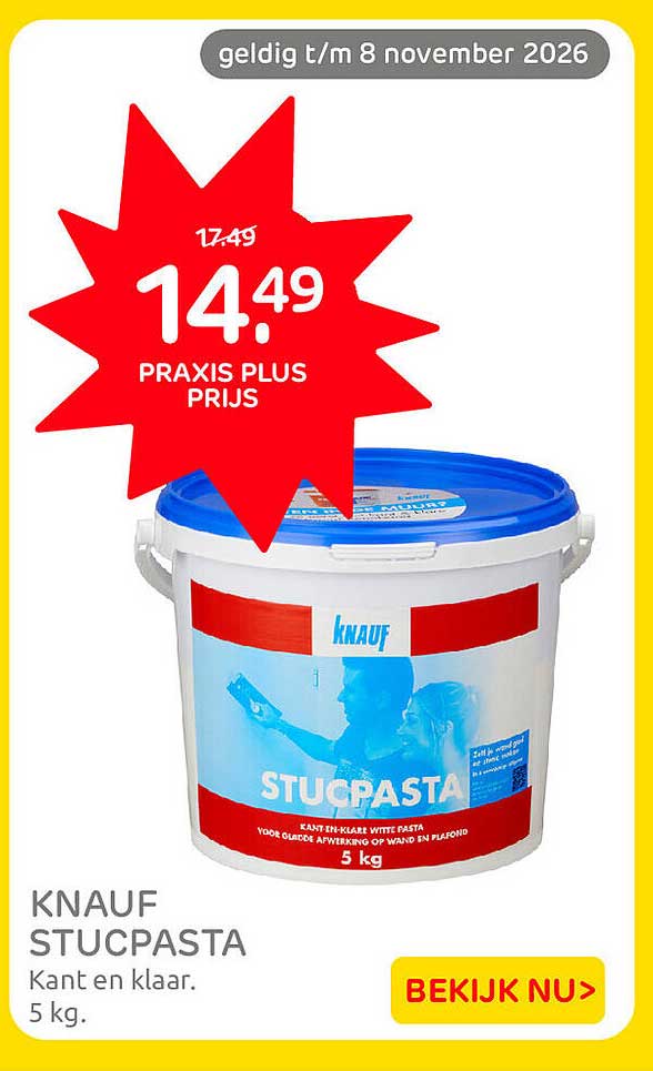 KNAUF STUCPASTA Kant en klaar. 5 kg.