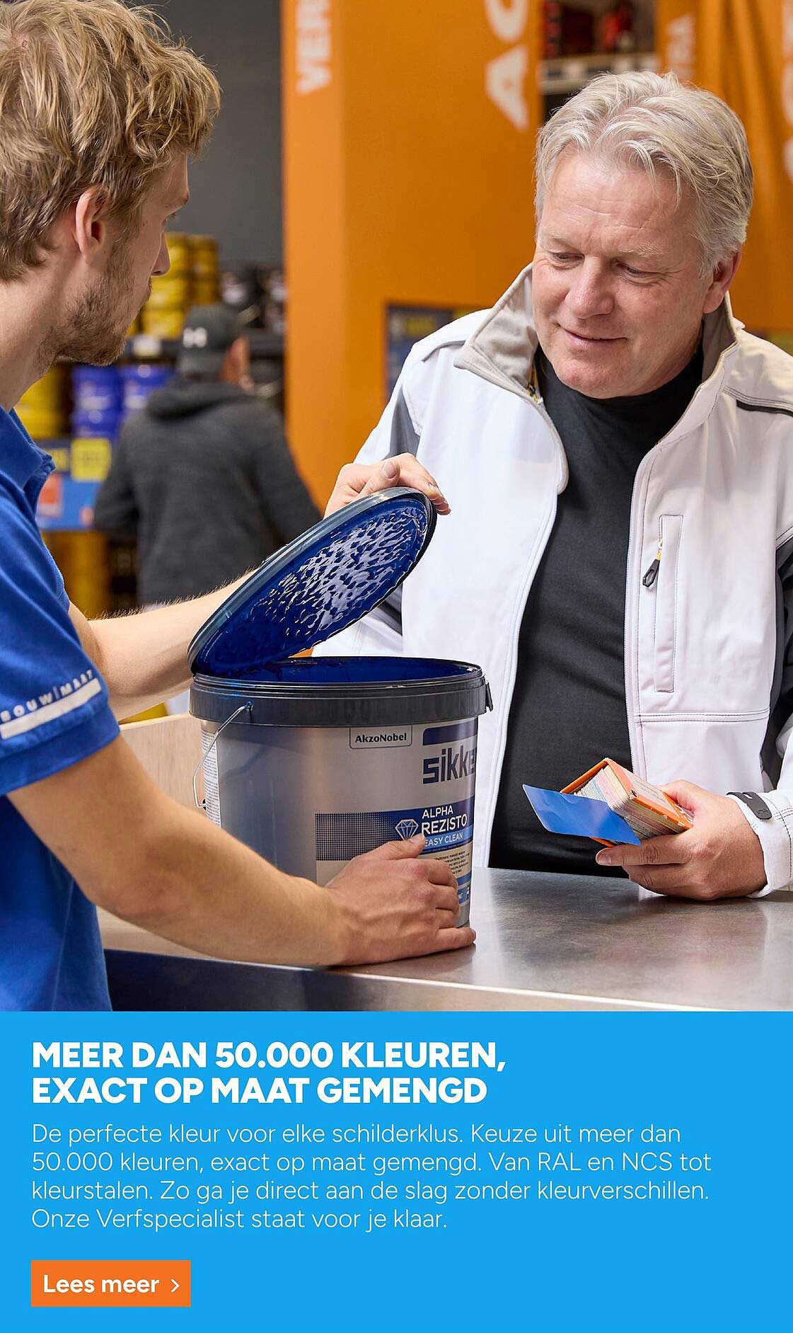 MEER DAN 50.000 KLEUREN, EXACT OP MAAT GEMENGD