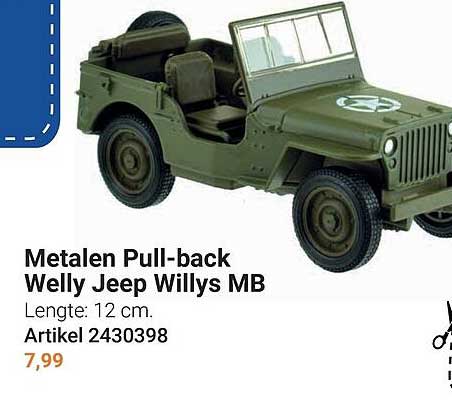Metalen Pull-back Welly Jeep Willys MB