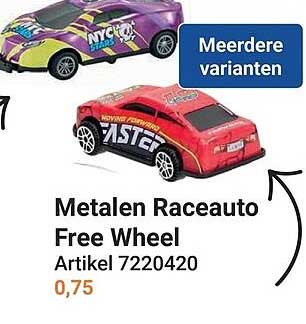 Metalen Raceauto Free Wheel Artikel 7220420