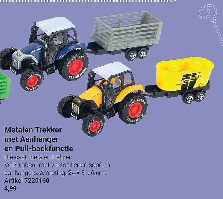 Metalen Trekker met Aanhanger en Pull-backfunctie