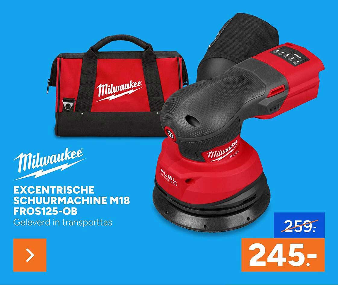 Milwaukee excentrische schuurmachine M18 FROS125-0B - Geleverd in transporttas
