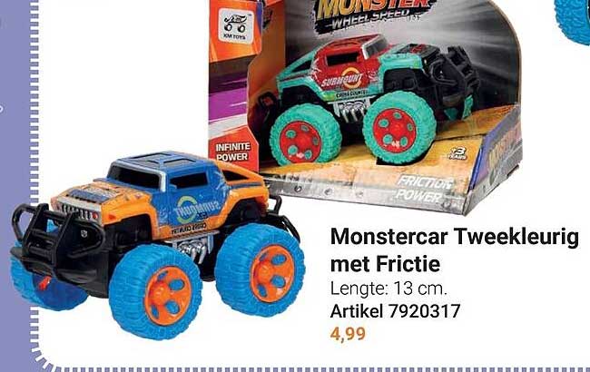 Monstercar Tweekleurig met Frictie