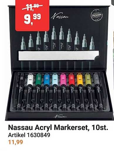 Nassau Acryl Markerset, 10st.
