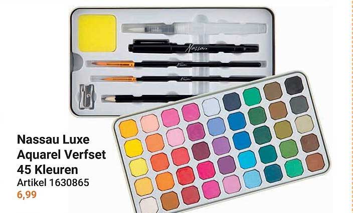 Nassau Luxe Aquarel Verfset 45 Kleuren