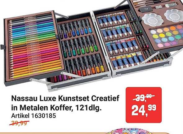 Nassau Luxe Kunstset Creatief in Metalen Koffer, 121dlg. Artikel 1630185
