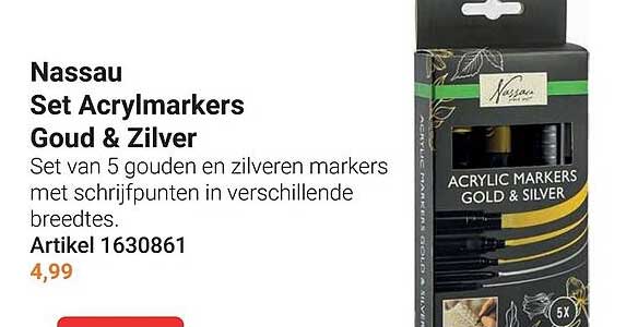 Nassau Set Acrylmarkers Goud & Zilver