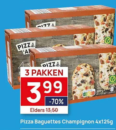 Pizza Baguettes Champignon 4x125g 3 pakken -70%