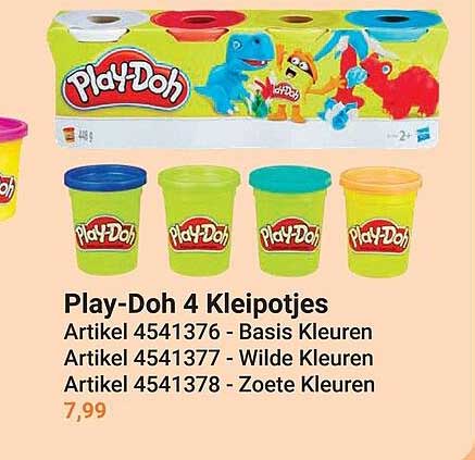 Play-Doh 4 Kleipoties Artikel 4541376 - Basis Kleuren Artikel 4541377 - Wilde Kleuren Artikel 4541378 - Zoete Kleuren