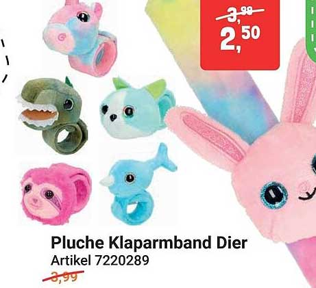 Pluche Klaparmband Dier