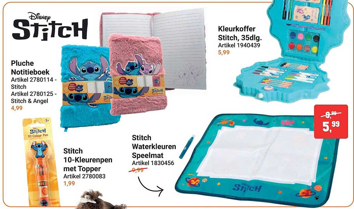 Pluche Notitieboek Stitch, Artikel 2780114 - Stitch Artikel 2780125 - Stitch & Angel