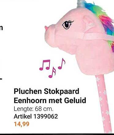 Pluchen Stokpaard Eenhoorn met Geluid