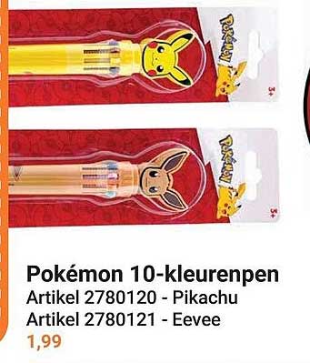 Pokémon 10-kleurenpen Artikel 2780120 - Pikachu Artikel 2780121 - Eevee
