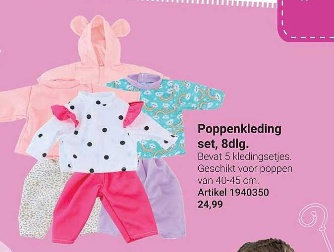 Poppenkleding set, 8dlg.