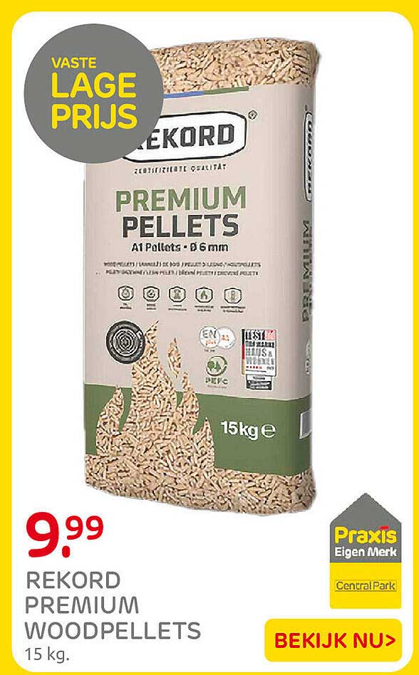 REKORD PREMIUM WOODPELLETS 15 kg. VASTE LAGE PRIJS