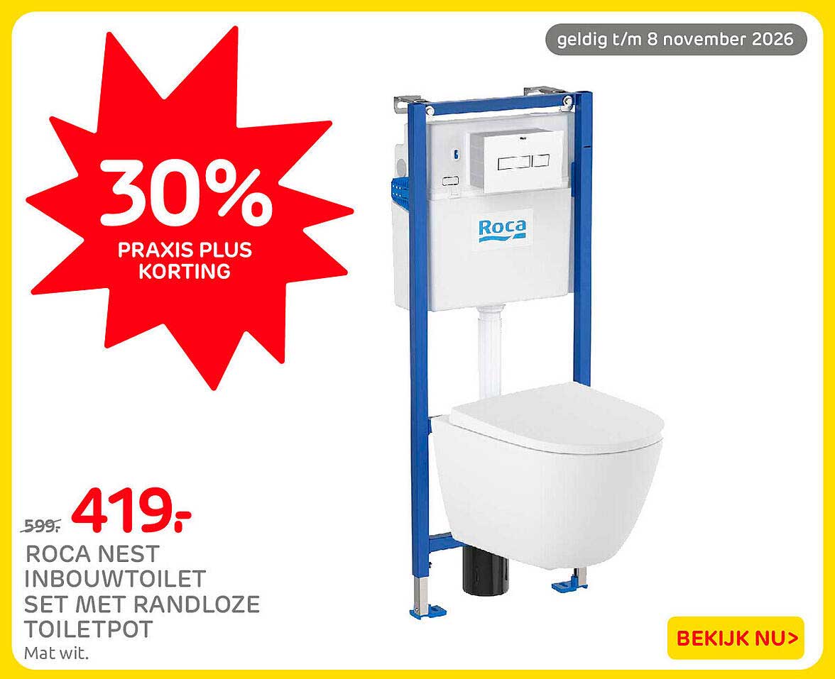 ROCA NEST INBOUWTOILET SET MET RANDLOZE TOILETPOT