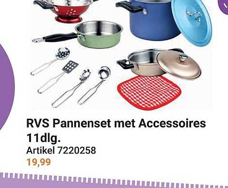 RVS Pannenset met Accessoires 11dlg.